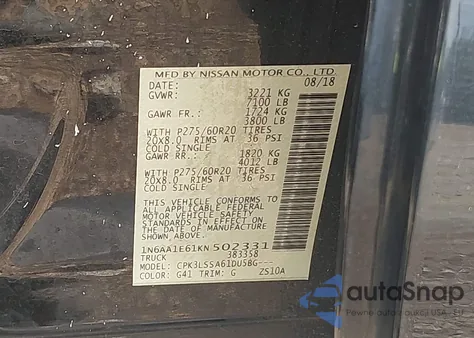 2019 Nissan Titan Sv from USA, damaged, VIN 1N6AA1E61KN502331
